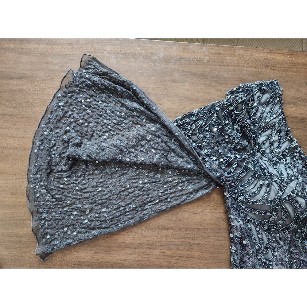 Scala women's Charcoal Sequin Metallic V-Neck Long Flared Sleeve size 14 Euc - Picture 12 of 13